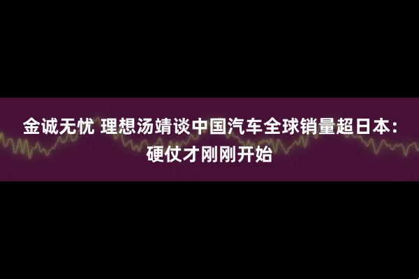 金诚无忧 理想汤靖谈中国汽车全球销量超日本：硬仗才刚刚开始