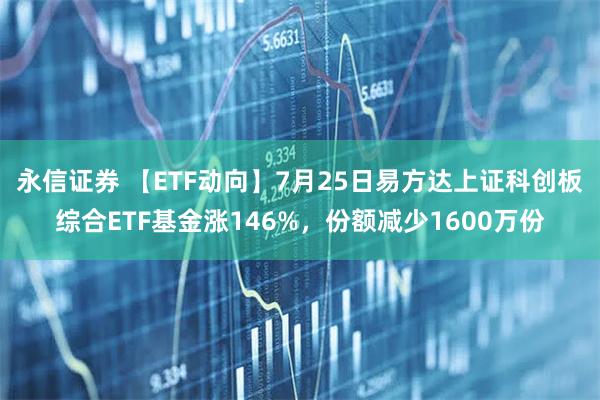 永信证券 【ETF动向】7月25日易方达上证科创板综合ETF基金涨146%，份额减少1600万份